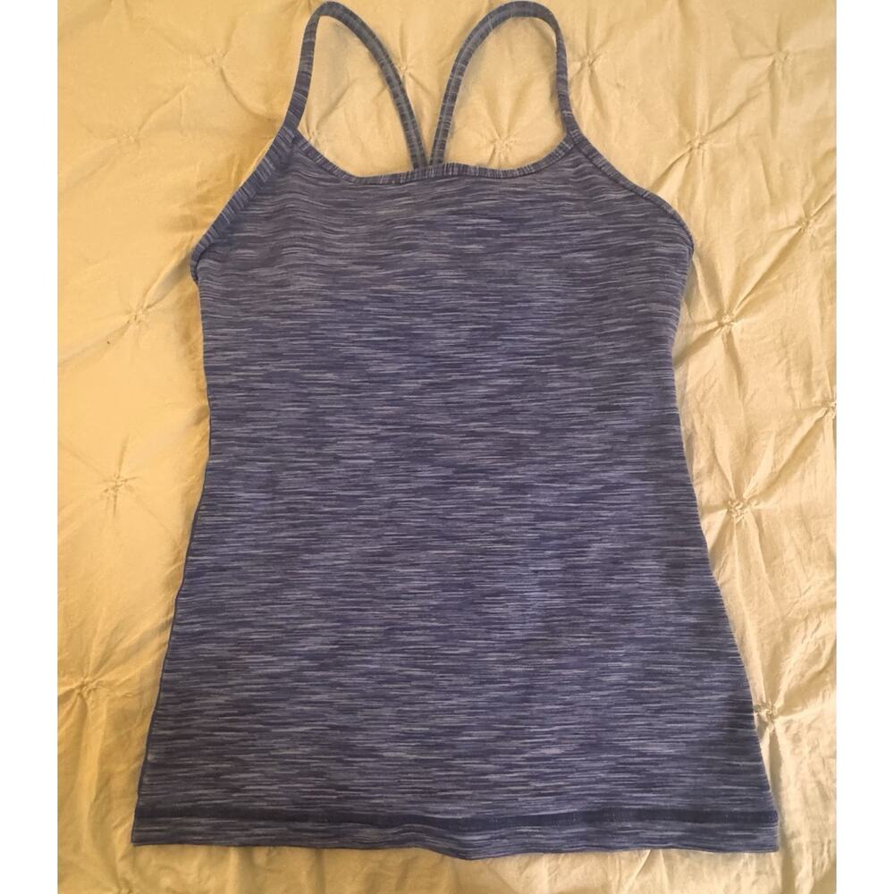 LULULEMON Power Y Tank Top Space Dye Lilac Purple Padded Size 4